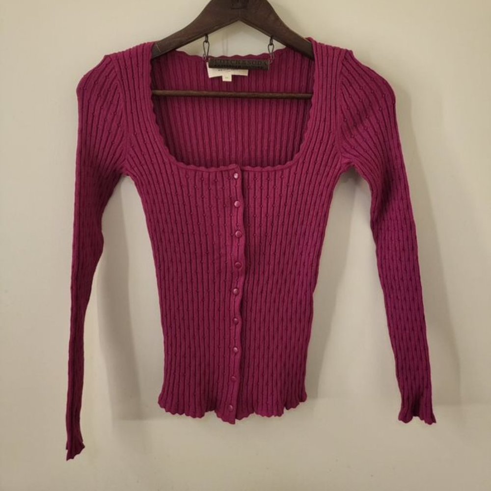 Sezane Ambroise Cardigan - Bright Plum